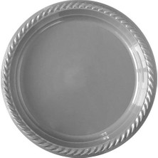 Selanikli Ticaret Partı Tabak Plastık Gri & Gümüş Pk 25 Lı Yuvarlak 22 cm