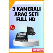 İn3dex 3 Kameralı Araç Dvr Full Hd 1080P Gece Görüşlü G-Sensörlü Güvenlik Kamerası