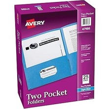 Uravas Store Avery Iki Cep Klasörü, 40 Sayfaya Kadar Tutar, Kartvizit Yuvası, 25 Açık Mavi Klasör (47986)