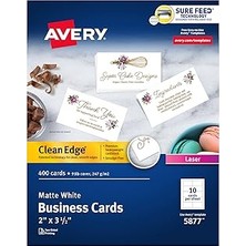 Uravas Store Avery Clean Edge Yazdırılabilir Kartvizitler, Emin Besleme Teknolojisi, 2" x 3.5", Beyaz,