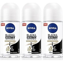 Uravas Store Kadın Roll-On Deodorant Black&amp;white 50ML, 48 Saat Koruma, X3 Adet