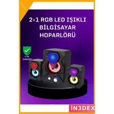 İn3dex Rgb 2.1 Hoparlör Seti USB Bağlantılı 9W Derin Bas