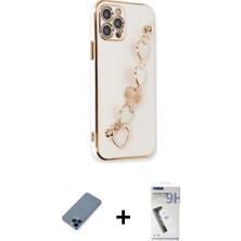 Marsilyan™- iPhone 12 Pro Kılıf Nova Işık Prime - Şeffaf Uv Polymer Nano Ekran Koruyucu + Metal Kamera Lens Koruma Cam - Mı