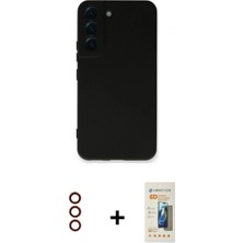 Marsilyan™- Galaxy S23 Plus Kılıf Ahenk Serisi - Siyah 6d Mat Seramik Hayalet Nano Ekran Koruyucu + Metal Kamera Lens - Kı