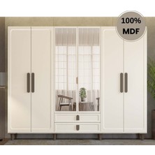 Flances Manolya 6 Kapak Mdf Ayaklı Tasarım Gardırop