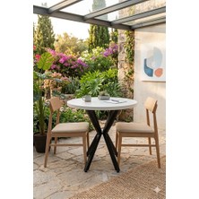 HOLLKA Mutfak Cafe Balkon Bahçe Restoran Yemek Masası 70X70 Metal Ayak Kalınlaştırmalı