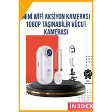 İn3dex Spor Kamera 1080P 120° Geniş Açı IP68 Su Geçirmez Manyetik Klipsli