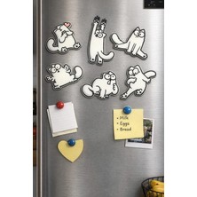 BalCraft Türkiye 6'lı Komik Kedi Figürlü Buzdolabı Magnet Seti – 3D Baskı Dekoratif Mıknatıs | Eğlenceli Mutfak Aksesuarı