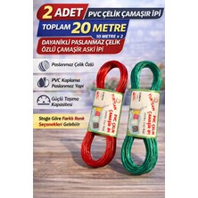 Bezos 2 Adet Pvc Çelik Çamaşır Ipi 10 Metre Dayanıklı Çelik Özlü Çamaşır Askı Ipi Toplam 20 Metre