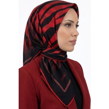 Hadiora Siyah Kırmızı Zebra Desenli Organik Pamuk Soft Eşarp