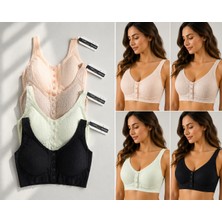 Seçkin 4’lü Düğmeli Dikişsiz Bralet Seti – Toparlayıcı, Konforlu, Günlük Kullanım Için (Siyah, Ten, Pudra, Mint)