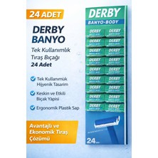 Bezos Derby Banyo Tek Kullanımlık Tıraş Bıçağı 24 Adet  Paket Plastik Saplı Ekonomik Tıraş Jileti