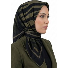 Hadiora Siyah Haki Zebra Desenli Organik Pamuk Soft Eşarp