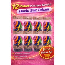 Bezos 6’lı 12 Paket Karışık Renkli Havlu Saç Tokası Yumuşak Elastik Dayanıklı Lastik Toka Seti