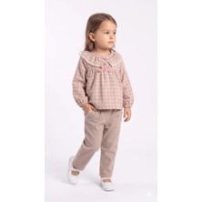 Mini Baray Ekose Gömlek Gabardin Pantolon Kız Takım 2 Li Takım (1 Yaş - 2 Yaş - 3 Yaş - 4 Yaş)