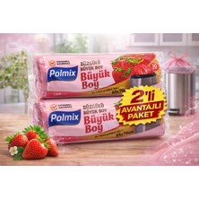 Bezos Polmix Çilek Kokulu Büzgülü Büyük Boy Çöp Torbası 65X70 cm 10'lu 2 Paket Dayanıklı Sızdırmaz Çöp Poşeti