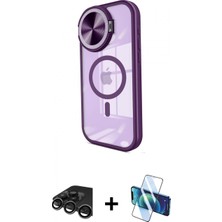 Marsilyan™- iPhone 15 Pro Max Kılıf Kıvılcım Modern Koleksiyonu - Siyah 3D Antistatik Seramik Nano Ekran Koruyucu + Raze Metal Kamera Lens - Tmgı