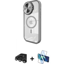 Marsilyan™- iPhone 15 Pro Max Kılıf Kıvılcım Modern Koleksiyonu - Siyah 3D Antistatik Seramik Nano Ekran Koruyucu + Raze Metal Kamera Lens - Tmgı