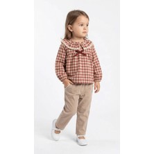 Mini Baray Ekose Gömlek Gabardin Pantolon Kız Takım 2 Li Takım (1 Yaş - 2 Yaş - 3 Yaş - 4 Yaş)