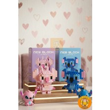 Bricks Stitch 4'lü Hediye Seti Mikro Blok Figürler + Squishy Anahtarlık (Mavi & Pembe) - 4 Ürün