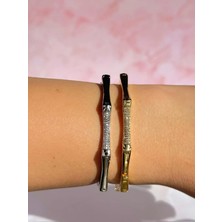 CHERIECHIC Jewels Kemik Köşeli Zirkon Taşlı Kelepçe Bileklik (G)