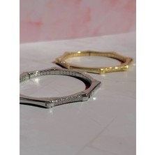 CHERIECHIC Jewels Kemik Köşeli Zirkon Taşlı Kelepçe Bileklik (S)