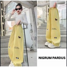 Nigrum Pardus Nıgrum Pardus Özel Seri Cute Puggy Baskılı %100 Pamuk Ispanyol Paça Kız Çocuk Yazlık Eşofman Altı