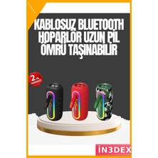 İn3dex Taşınabilir Bluetooth Hoparlör Güçlü Bas IP67 Su Geçirmez LED Işıklı