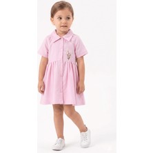 Mini Baray Çiçek Nakışlı Gömlek Elbise (1 Yaş 2 Yaş  3 Yaş  4 Yaş)