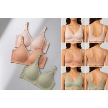 Seçkin Dikişsiz Destekli Sütyen – Günlük Konforlu Toparlayıcı Bralet (Bej, Ten, Yeşil)