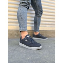 JY0118 Rex Bağcıklı Keten Kumaş Erkek Günlük Sneaker Ayakkabı Kgt - Füme