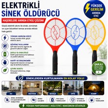 Dihamer Sinekleri Anında Yok Eden Şarjlı Elektrikli Raket | Yüksek Voltaj | Güvenli Izgara | Kablosuz Böcek Avcısı