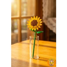 Bricks Ayçiçeği Çiçek Yapım Seti - Solmayan Yapay Çiçek - 89 Parça Dekoratif Mini Blok Çiçek