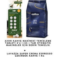Axor Kahve Makinesi Temizleme Tableti + Lavazza Super Crema Espresso Çekirdek Kahve (1 kg)