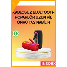 İn3dex LED Işıklı Taşınabilir Bluetooth Hoparlör 5.1 IP67 Su Geçirmez