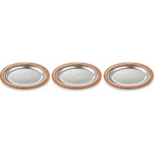 Copper Empire 3’lü El Dövmesi Oval Bakır Sunum Tabağı Seti 12X17 cm Mini Çerezlik Kahvaltılık Bal Reçel Tereyağ Lokumluk