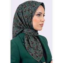 Hadiora Mint Yeşili Çiçek Desenli Organik Pamuk Soft Eşarp