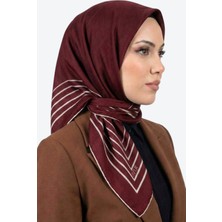 Hadiora  Bordo Çizgili Organik Pamuk Soft Eşarp