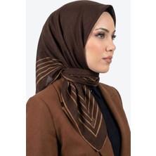 Hadiora  Kahverengi Çizgili Organik Pamuk Soft Eşarp