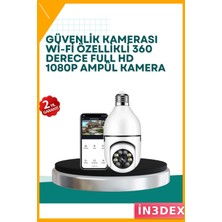 İn3dex Ampul Tipi 360° Panoramik Güvenlik Kamerası 1080P Hd Gece Görüş
