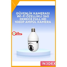 İn3dex E27 Duy Uyumlu Akıllı Güvenlik Kamerası 1080P Gece Görüş