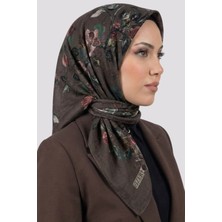 Hadiora  Kahve Çiçek Desenli Organik Pamuk Soft Eşarp
