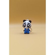 Rodopiva Hareketli Sevimli Yıldız Göz Panda Tangzhuang Figürlü Anahtarlık - Hareketli Anahtarlık Çanta Süsü Charm