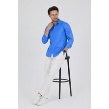 Sinwear Regular Fit Uzun Kollu Nefes Alan Terletmeyen Keten Dokulu Erkek Gömlek