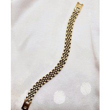 Stainless Stell Gold Ince Metal Kordon Görünümlü Bileklik
