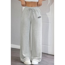 The Rule Stüssy Curved Baskılı Gri Bol Paça Yazlık Baggy 3 Iplik Esnek Rahat Eşofman Altı RF0671