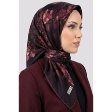 Hadiora  Siyah Pembe Çiçek Desenli Organik Pamuk Soft Eşarp