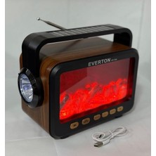 Everton RT-734 Şömine Görünümlü Nostaljik Radyo - Solar Enerjili Bluetooth Hoparlör Usb/tf/mp3