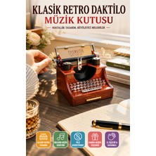 Retro Daktilo Müzik Kutusu Kurmalı Dekoratif Masaüstü Hediye Ofis Ev Nostaljik Oyuncak