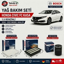 Honda Civic Fc Kasa 1.5 Benzinli 2016-2021 Bosch Filtre Bakım Seti (Yağ + Hava + Polen Filtresi)